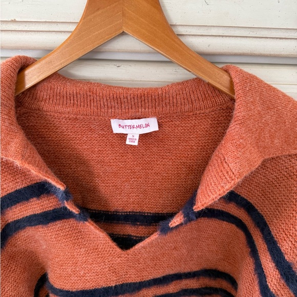 Rust Striped Collared Sweater - Picture 5 of 6